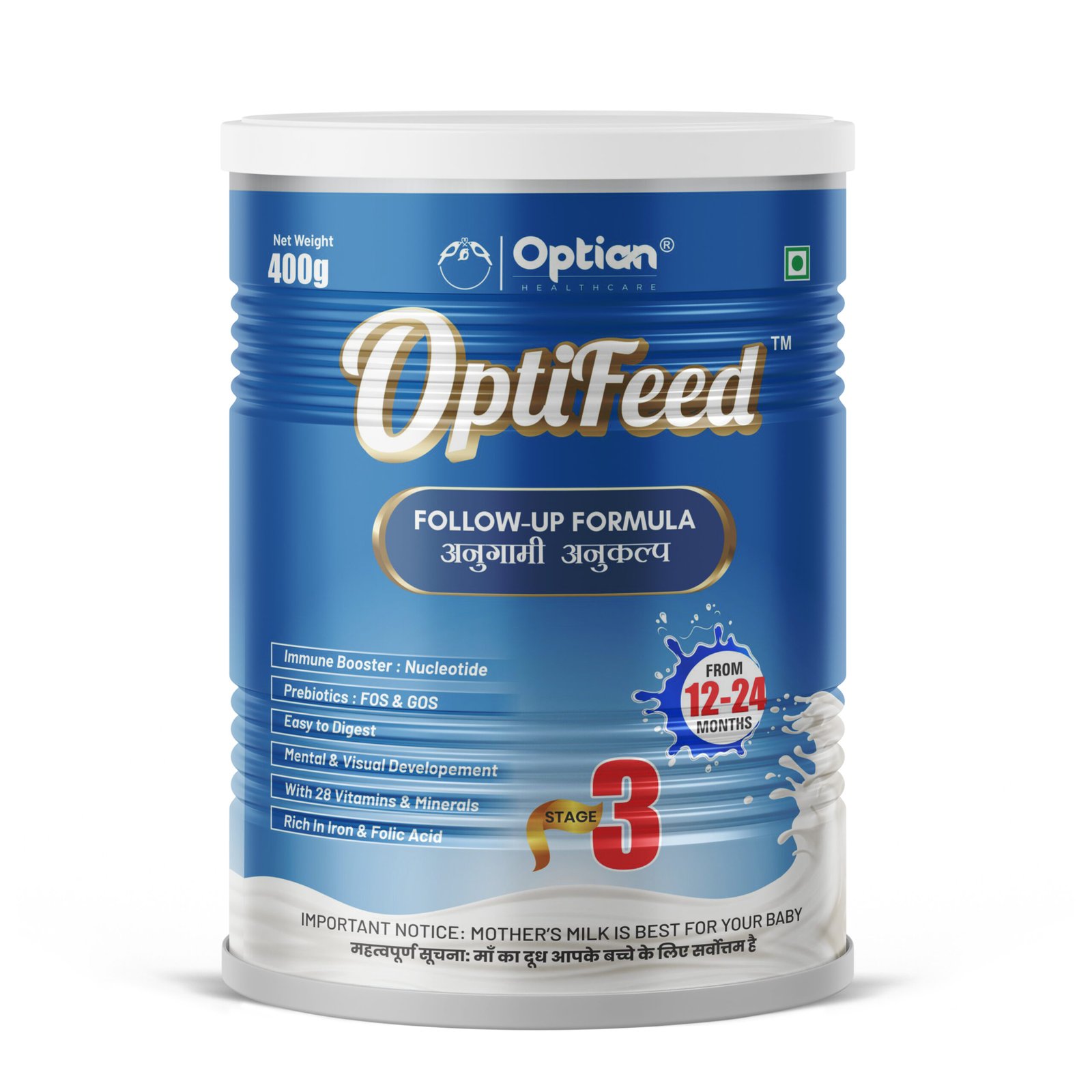 OptiFeed Stage 3 Baby Milk Powder (Above 12 months), 400g Tin
